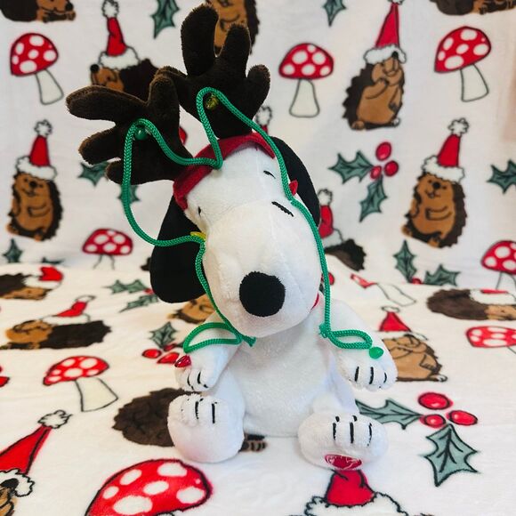 Peanuts Christmas Animated Reindeer Snoopy Plush - Picture 1 of 8